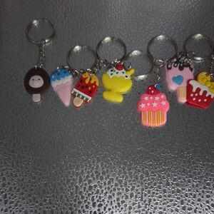 Colorful Ice Cream and Cupcake Keychain Set
